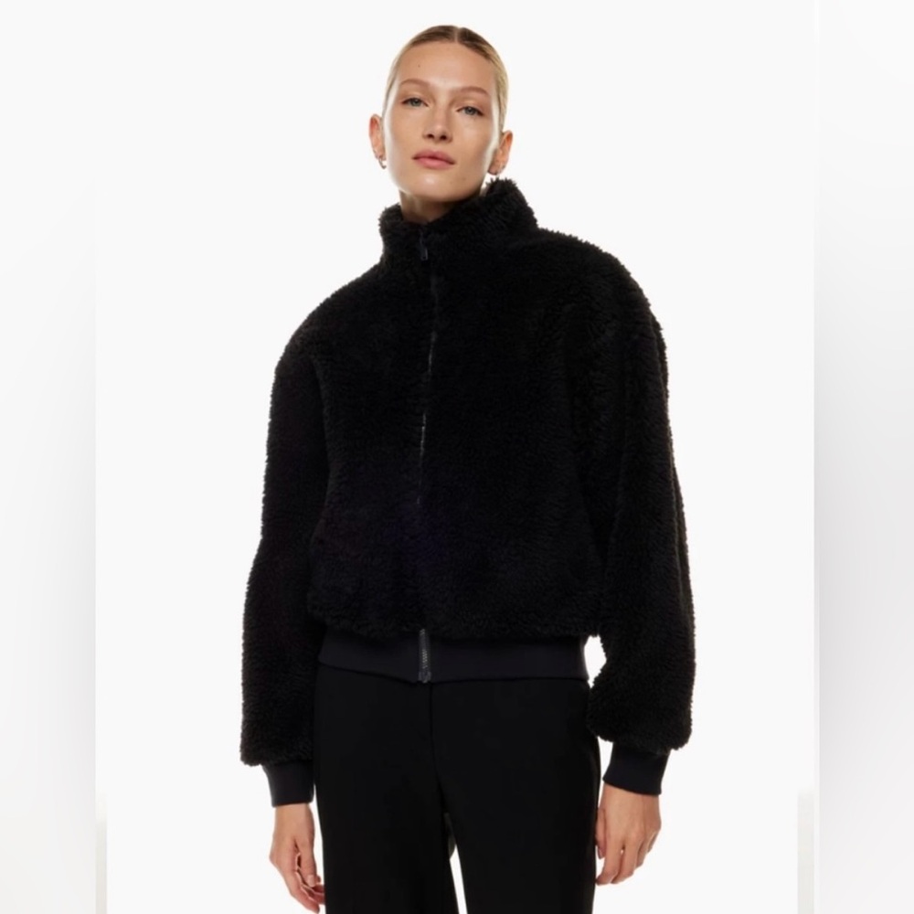Babaton Aritzia Black Antic Sherpa Bomber Jacket Size S EUC